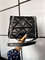 Женская сумка Прада черная Prada Nappa Spectrum Black искусственная кожа