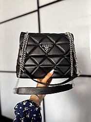 Жіноча сумка Прада чорна Prada Nappa Spectrum Black штучна шкіра