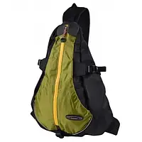 Спортивний рюкзак на одну лямку Onepolar 1305 чорно-зелена сумка