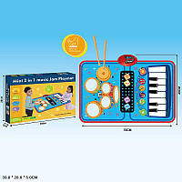 Музыкальный детский коврик A7-2061 (24 шт) 2в1 игра на пианино+барабан, палочки в наборе,р-р 70*46см, в