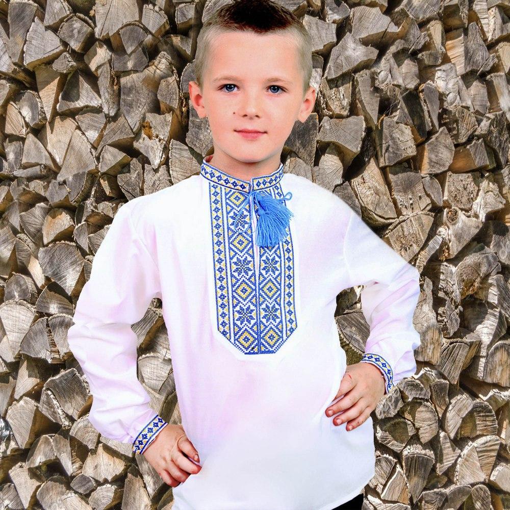 Красивая белая вышиванка для мальчика с украинским орнаментом, Рубашка для мальчика 6 лет - фото 2 - id-p1838701517