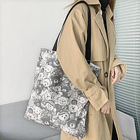 Симпатичная сумка с медведем, женская новая холщовая сумка, большая вместительная сумка только оптом