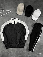 Комплект ветровка+штаны мужской демисезонный (черный с белым) vbh1 модная короткая куртка со штанами для парня XL