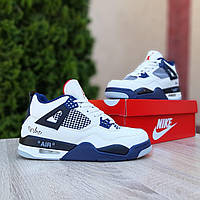 Мужские кроссовки Nike Air Jordan 4 (белые с синим) стильные модные удобные весенние спорт кроссы О10988