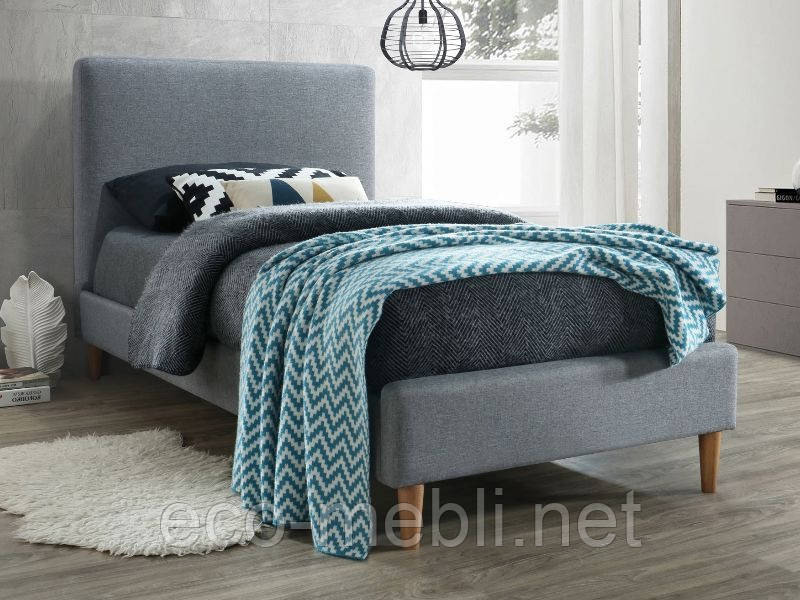 Ліжко односпальне з мякою оббивкою у дитячу Acoma 90x200 сірий Signal, фото 1