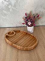 Деревянная Менажница Овальна на 2 видділи Деревянная тарелка, Менажница деревянная 42x28 см,