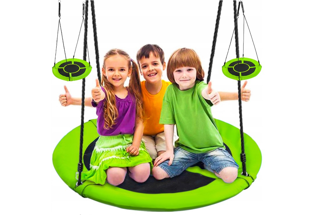 Гойдалка підвісна дитяча Гніздо аїста Malatec 10068 гойдалки садова гамак 100 х 180 см Зелено-чорні, фото 1