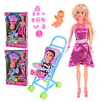 Кукла 131-2 (72шт/2) 2 вида,куколки,коляска,аксес,в кор. 20*7*32.5 см, р-р игрушки 29 см