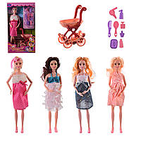 Кукла "Беременная" PX228-A (2019362) (72шт/2) 4 вида,коляска.аксессуары,в кор. 18*6.5*33 см, р-р игрушки