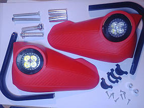 Защита рук на руль (пластик, универсальная, красная) (LED-подсветка)   VV