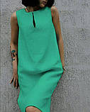 🔸 Літня сукня з льону на літо | Стильне лляне плаття-туніка прямого крою, до коліна, без рукавів | Норма, фото 2