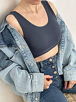 Женский стильный топ в рубчик джинс