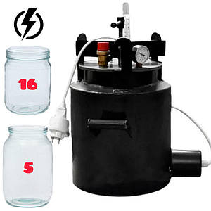 Автоклав електричний гвинтовий Середній-16Е (16 банок 0.5л або 5 банок 1л) стерилізатор для банок консервації