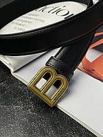 Ремень Balenciaga Leather Belt Black/Gold