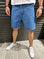 Джинсовые шорты мужские синие Турция , однотонные джинсовые шорты свободные синего цвета