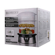 Пароварка трирівнева 800 Вт HEINRICH'S HDA 8501 електрична для кухні Пароварка побутова для дому, фото 6