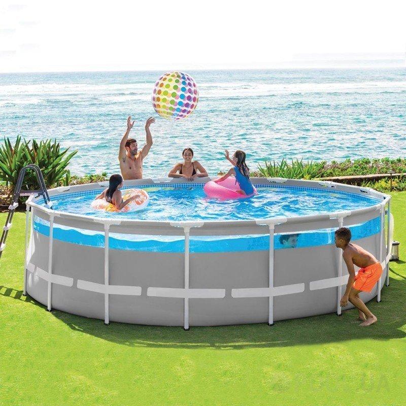 Басейн каркасний Intex 26730 Prism Frame 488х122 см з картриджним фільтром круглий для всієї родини дачі