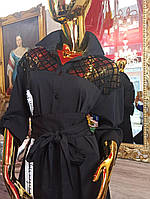 Женское платье-рубашка с натуральной ткани в черном цвете 50