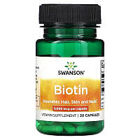 Биотин Витамин B7 Biotin 5000mcg Swanson 30 капсул