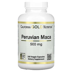 Для підвищення тестостерону California Gold Nutrition Peruvian Maca 500 мг 240 капс.
