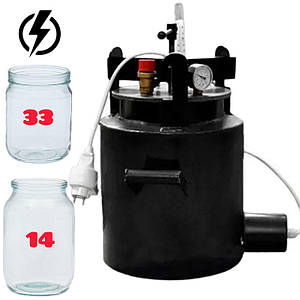 Автоклав електричний гвинтовий Максі-33Е (33 банки 0.5л або 14 банок 1л) стерилізатор для банок консервації