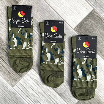 Шкарпетки чоловічі бавовна із сіткою Super Socks, арт 001, рис. 091, розмір 39-42, хакі, 001