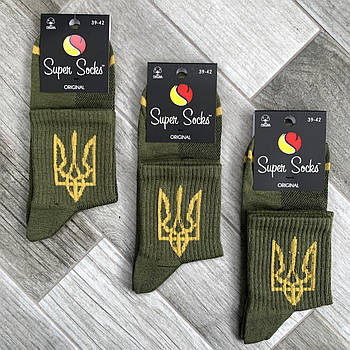 Шкарпетки чоловічі середні бавовна із сіткою Super Socks, арт 004, рис. 089, розмір 39-42, хакі, 004
