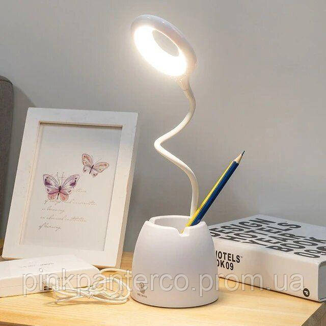Настільна LED-лампа світлодіодна рухома сенсорна з підставкою для приладдя