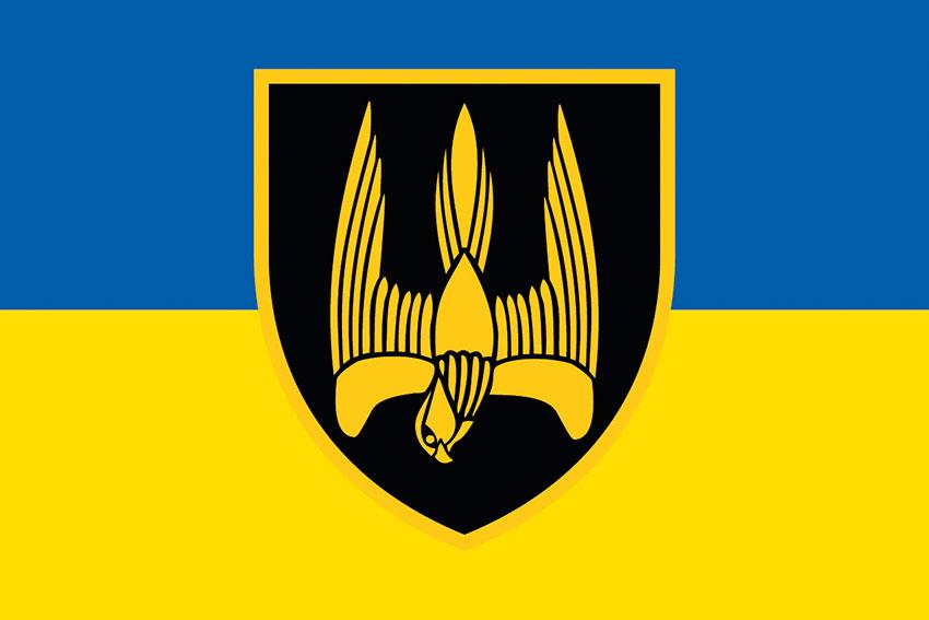 Прапор 46 ОШБ «Донбас» ЗСУ синьо-жовтий