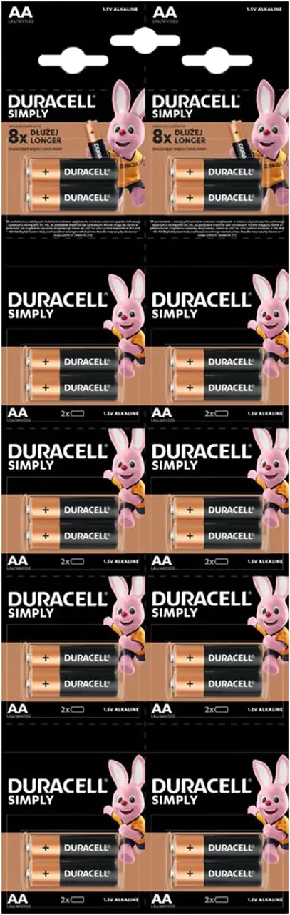 Батарейка Duracell AA bat Alkaline 20шт Simply