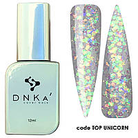 DNKa Top Unicorn - прозрачный топ с разноцветными переливающимися хлопьями, 12 мл
