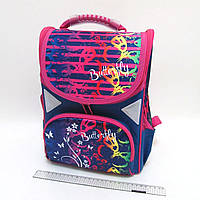 Шкільний ортопедичний рюкзак для дівчинки "Butterfly" 13,5" 34*26*14,5 см, светоотраж. каркасний метелики