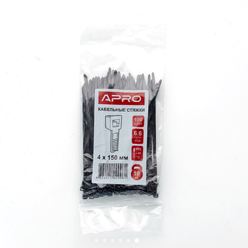 Хомут пластиковий 3,6*150 (4*150)мм чорний 100шт/уп APRO