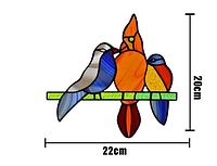 Наклейка витраж на стену, стекло, плитку. 3 птички