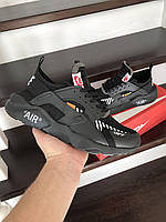 Мужские легкие демисезонные кроссовки сетка черные Nike Air Huarache только 44 размер, найк