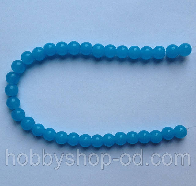 Бусина Куля колір блакитний нефрит 10 мм, фото 1