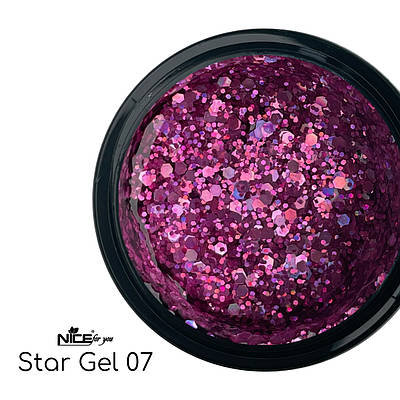 Стар гель Nice for you Star gel №07 Рожевий 5 г