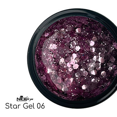 Стар гель Nice for you Star gel №06 Світло-фіолетовий 5 г