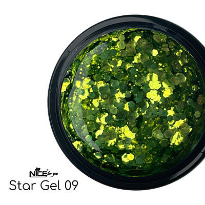 Стар гель Nice for you Star gel №09 Салатовий 5 г