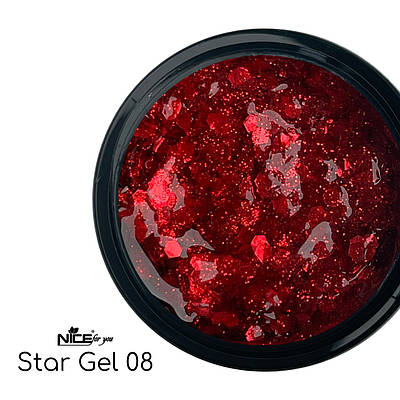 Стар гель Nice for you Star gel №08 Червоний 5 г