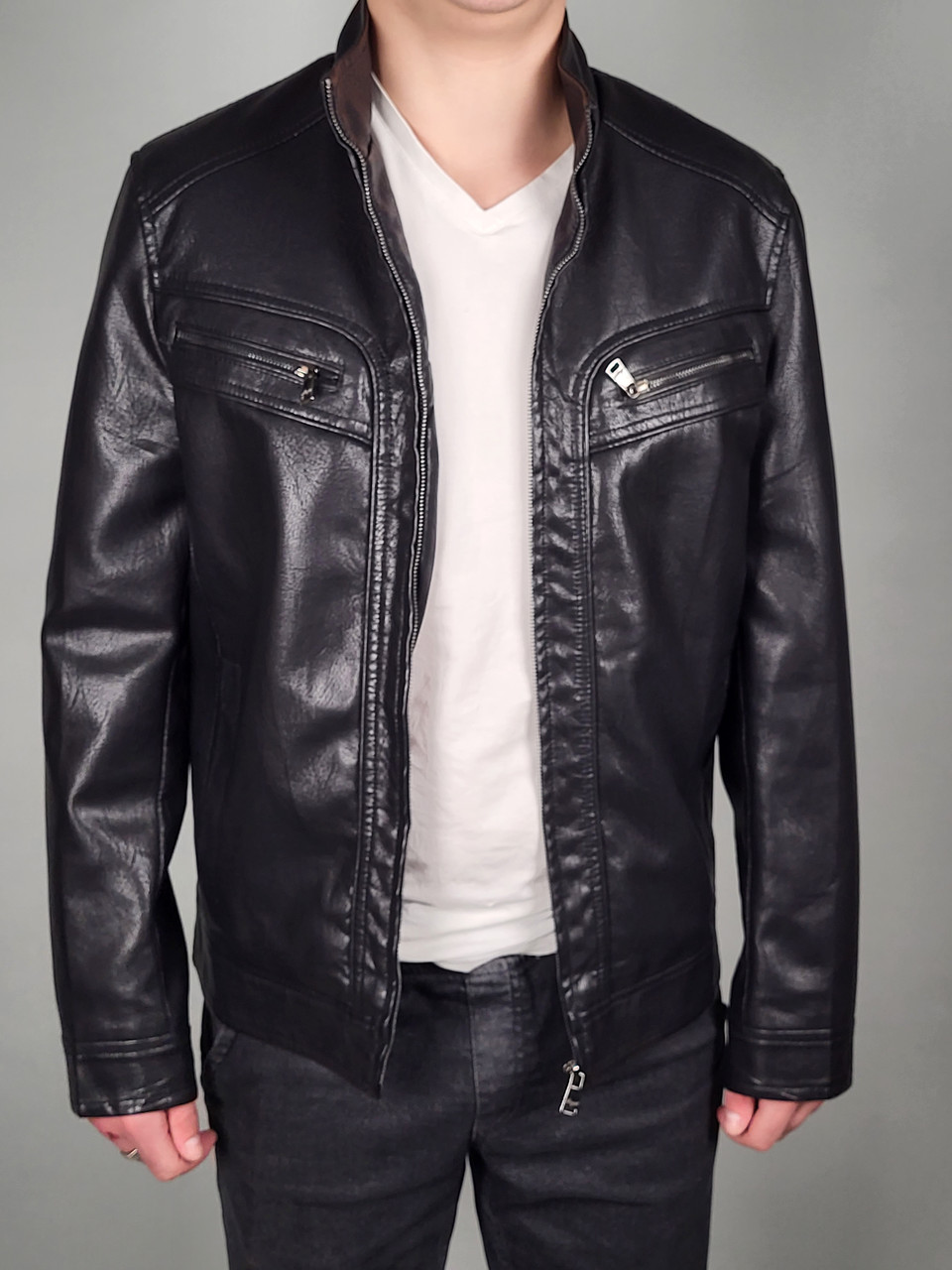 Куртка чоловіча екошкіра 48-60 арт.814, Колір Чорний, Міжнародний розмір XXL, Розмір чоловічого одягу (RU) 52
