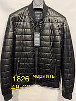 Куртка-бомбер мужская из экокожи 48-60 арт.835, Цвет Черный, Международный размер L, Размер мужской одежды