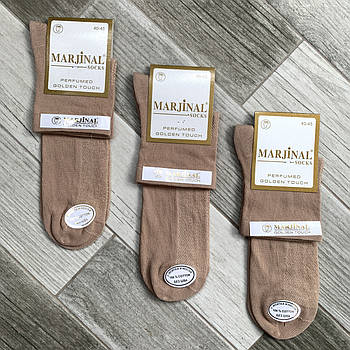 Шкарпетки чоловічі бавовна із сіткою Marjinal, антибактеріальні, 40-45 розмір, тем-бежеві, 793