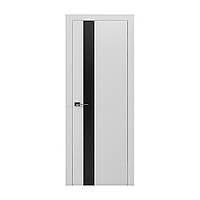 Межкомнатная дверь Zahid Doors Ultra №2 600 мм Белая эмаль черное стекло