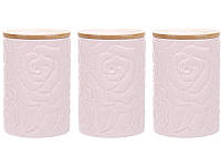 Банки Lefard Porcelain Rose Pink 3 шт 500 мл Рожевий (AL186529)