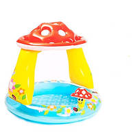 Дитячий надувний басейн із навісом Intex Грибок 57114 102х89х17 см Різнобарвний