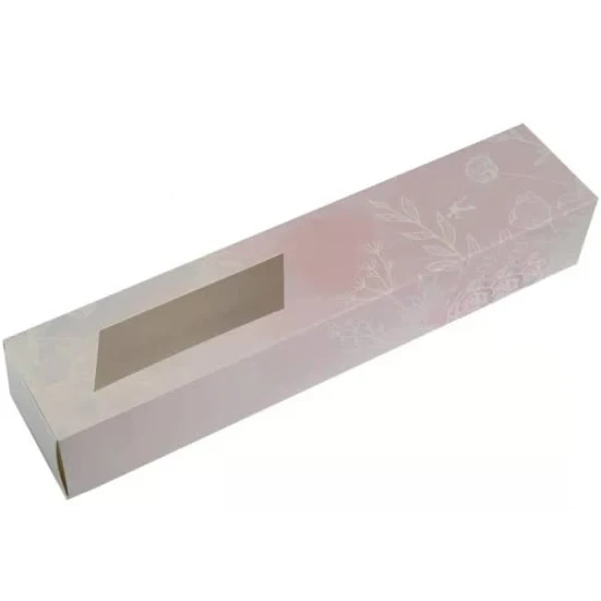 Коробка 300х60х50 для макаронс з вікном "Пудра", фото 1