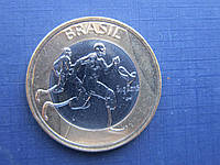 Монета 1 реал Бразилия 2015 спорт паралимпиада Рио-де-Жанейро паралимпийский бег