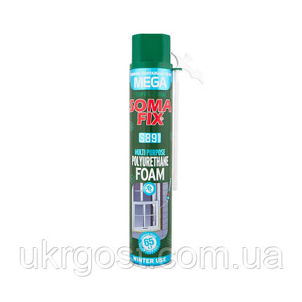 Піна монтажна ручна Soma Fix S891 MEGA зимова 850 мл, фото 1