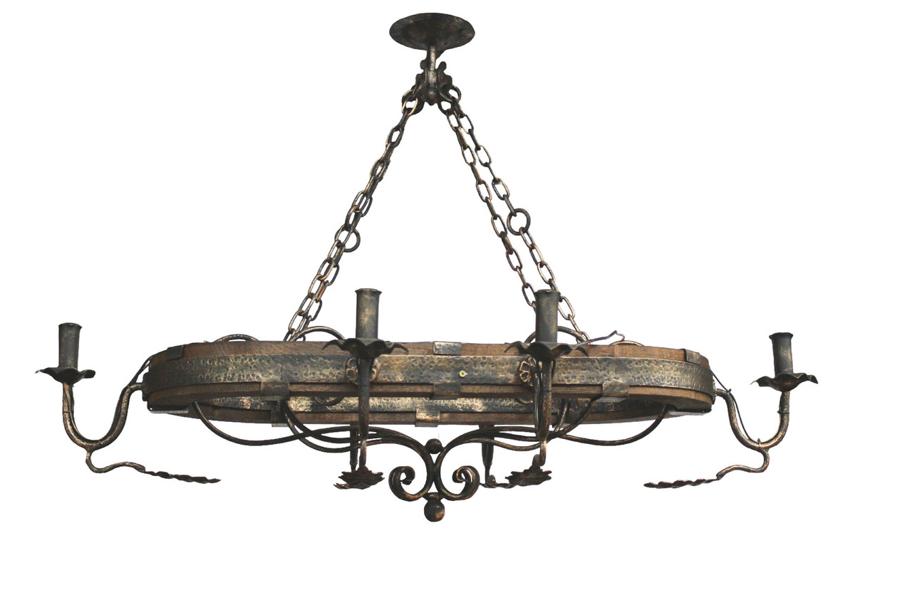 Люстра кованая деревянная на 6 ламп, фото 1